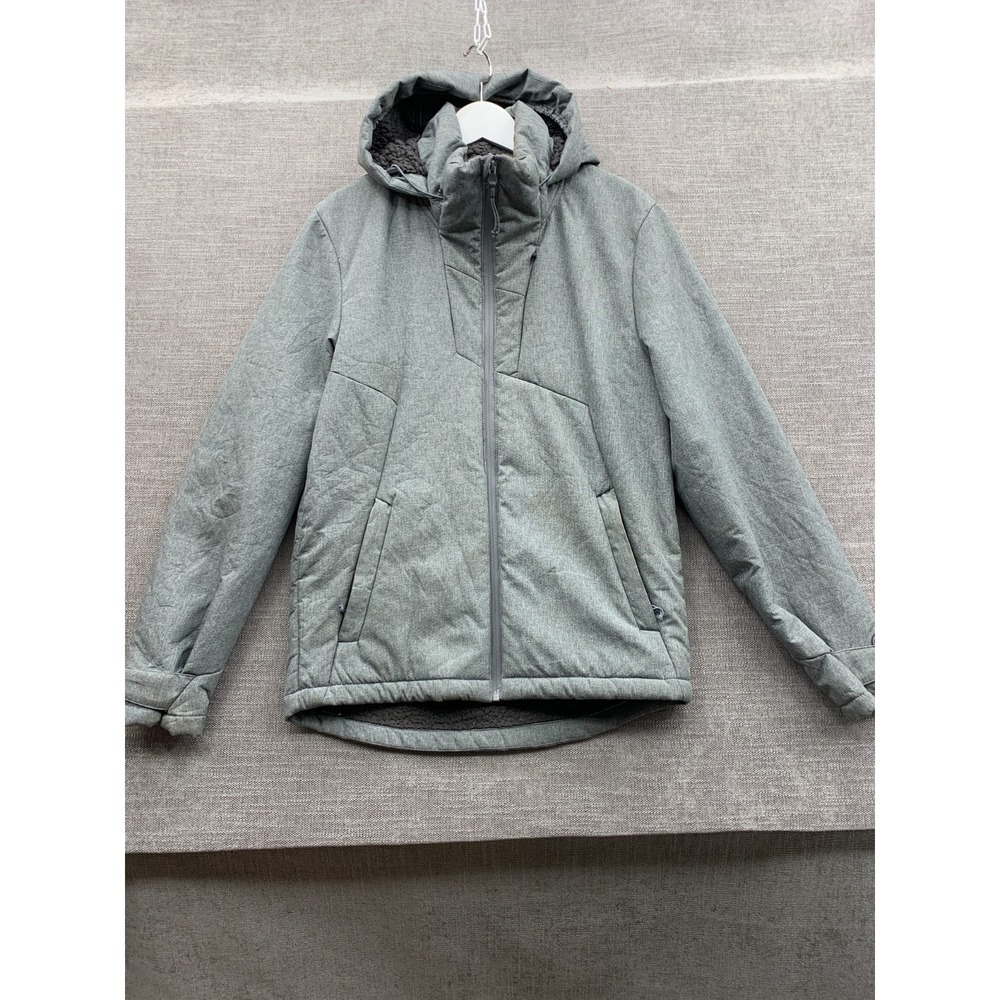 Champion Jacket Mens Small Heather Gray Hooded Sherpa Lined Winter Full Zip